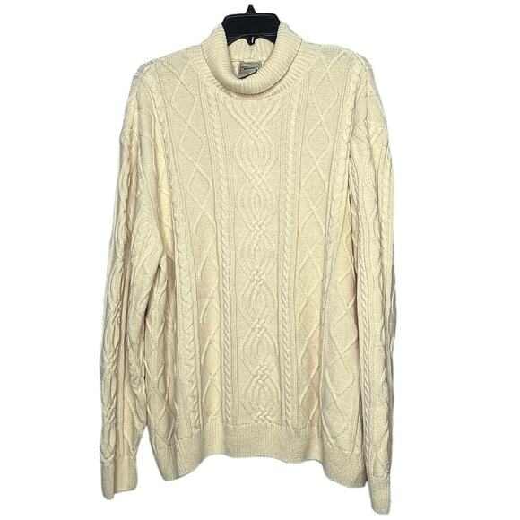 Scandia Woods Cream Cable Knit Cozy Turtle Neck Long Sleeve Sweater Size XL - Picture 1 of 7